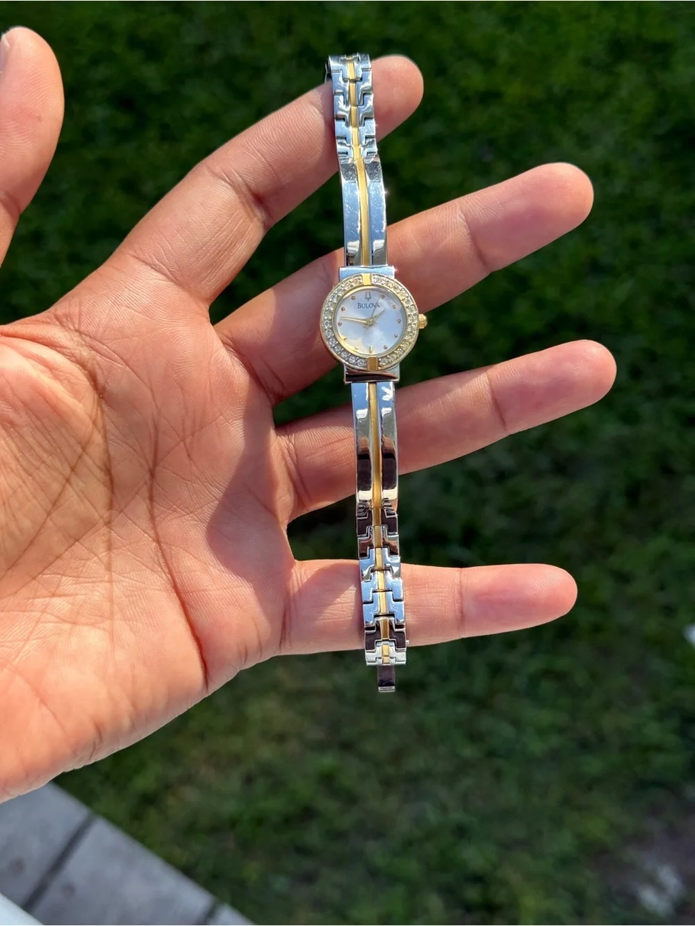 Bulova vintage Women's Two-Tone Crystal Accent Bracelet bangle  Watch